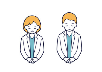 お辞儀をする医師のイラスト＿上半身