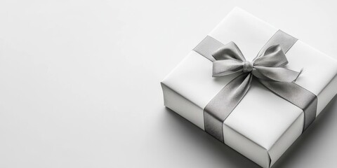Obraz premium close-up of a white box with a gift, isolated on white.