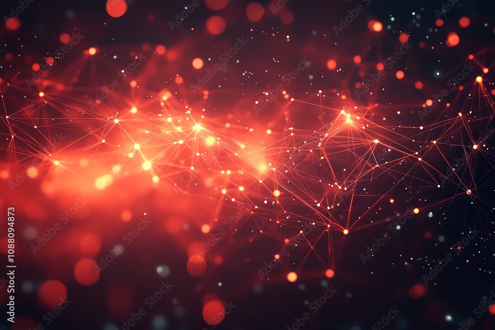 Aufkleber Abstract red glowing network connection.