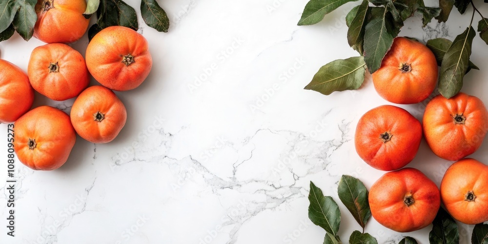 Poster ripe persimmons displayed on a white background. includes copy space.