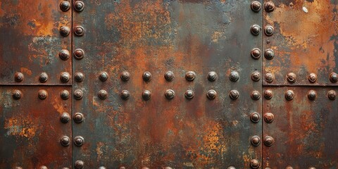 rusty iron backdrop featuring rivets