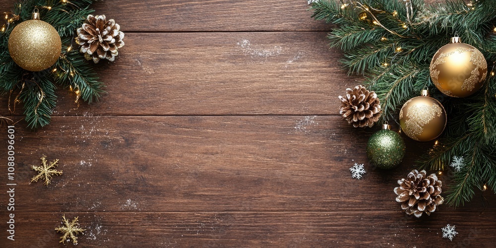 Poster christmas and new year celebration on an aged wooden backdrop with copy space for your text. top vie