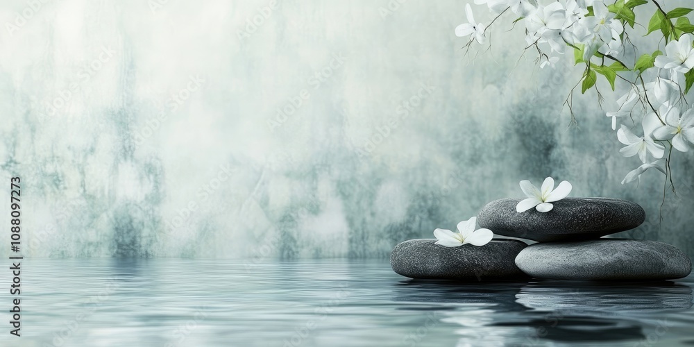 Poster spa environment or wellness backdrop with room for text