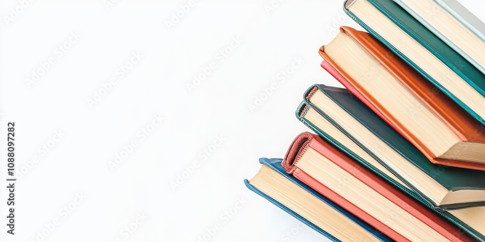 Aufkleber stack of books isolated on white / books viewed from above / reading and books are crucial for perso