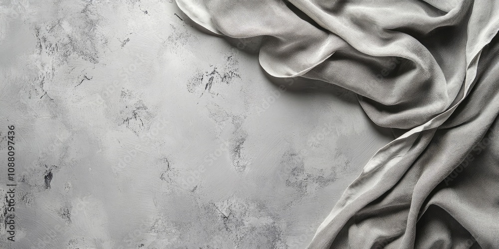 Aufkleber gray background with fabric napkins and empty space for text, top view