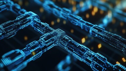 A detailed view of a blockchain smart contract execution, illustrating decentralized transaction automation, Blockchain technology style