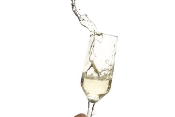 PNG, A glass of champagne, isolated on white background