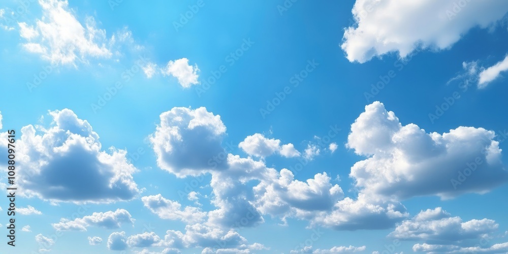 Poster lovely soft clouds in the blue sky. high-resolution image. copy space available.