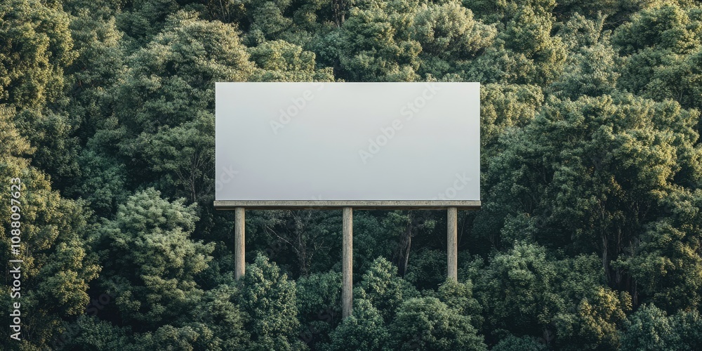 Aufkleber white empty billboard set against green trees