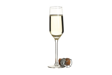 PNG, A glass of champagne, isolated on white background
