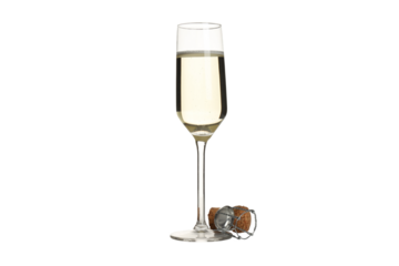 PNG, A glass of champagne, isolated on white background