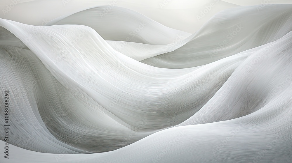Poster elegant abstract composition of soft white waves with smooth curvatures and subtle textures for mini