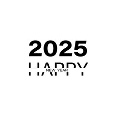 2025 Happy New Year Celebration Design on White Background