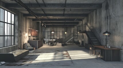Industrial Loft Apartment Modern Urban Design Space