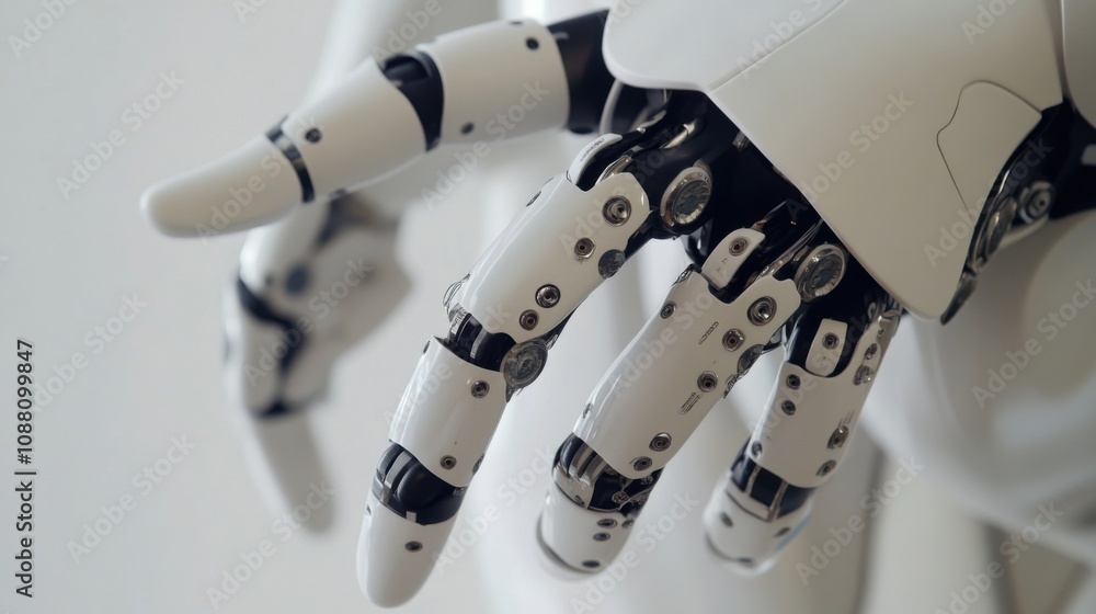 Aufkleber A detailed view of a humanoid robot's artificial skin sensor array, demonstrating tactile sensing and feedback for interaction with the environment, Robotics technology style