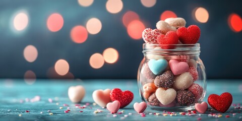 Valentine's Day sweets in a glass jar