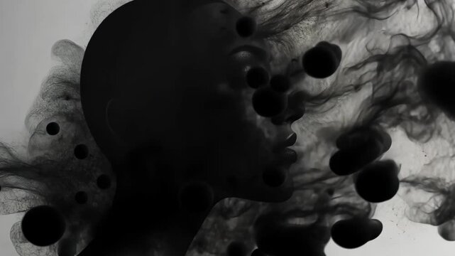 A woman's face is blurred and distorted, giving the impression of a dream or a surrealistic painting