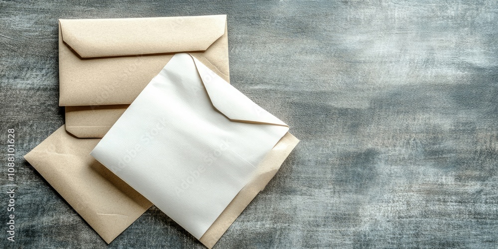Poster Several blank envelopes on a background with space for your logo or text.