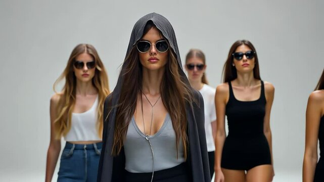 Several female models showcase current fashion trends