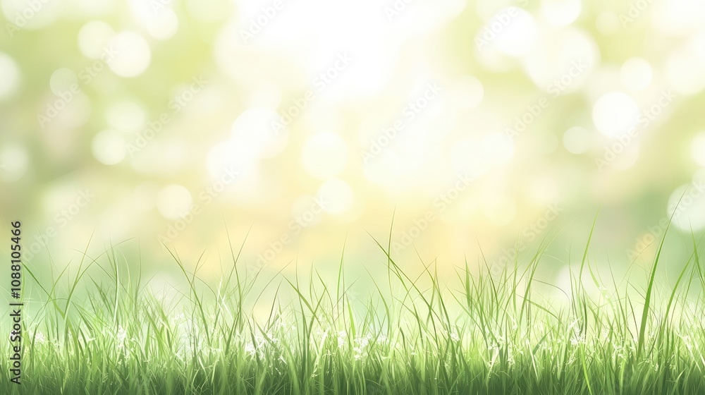 Aufkleber soft focus on fresh green grass with gentle bokeh background creating a serene atmosphere perfect fo