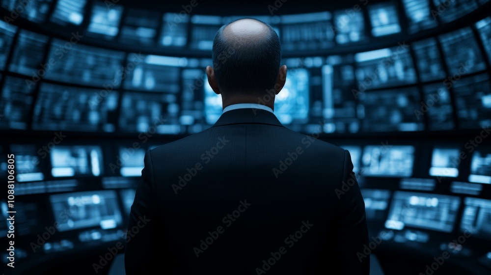 Poster cybersecurity analyst reviewing data streams