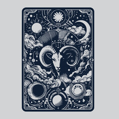 aries zodiak ouija tarot playing card tattoo