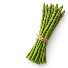 Fresh green asparagus tied with twine, showcasing vibrant color and texture. Perfect for healthy meals and culinary presentations
