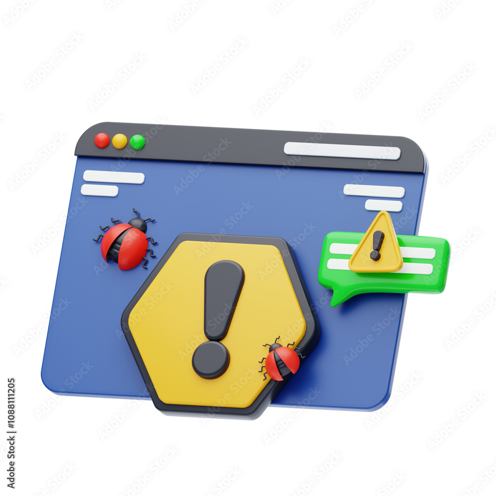 Poster 3d bug warning and alert