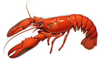 vibrant red lobster with detailed claws and antennae is isolated on white background, showcasing its intricate shell texture and natural beauty