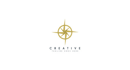 simple compass logo concept in a modern and luxury style with gold color © Wahyu