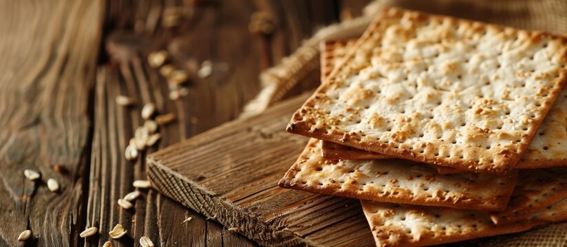 Matzo Bread on Wooden Surface