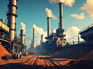 Generated industry-themed illustration of industrial and machinery equipment site.