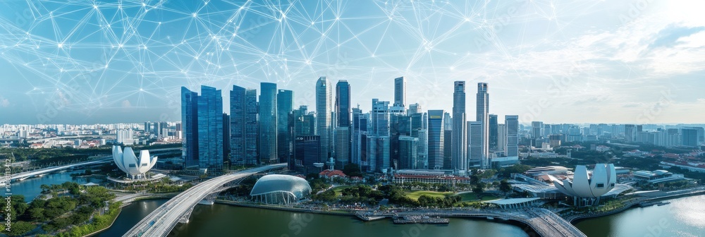 Leinwandbilder a futuristic smart city features advanced buildings linked through an extensive ai network, showcasi