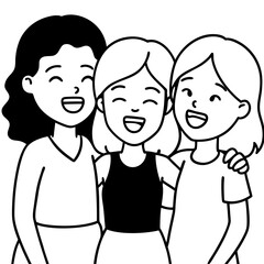 smiling girls have fun together