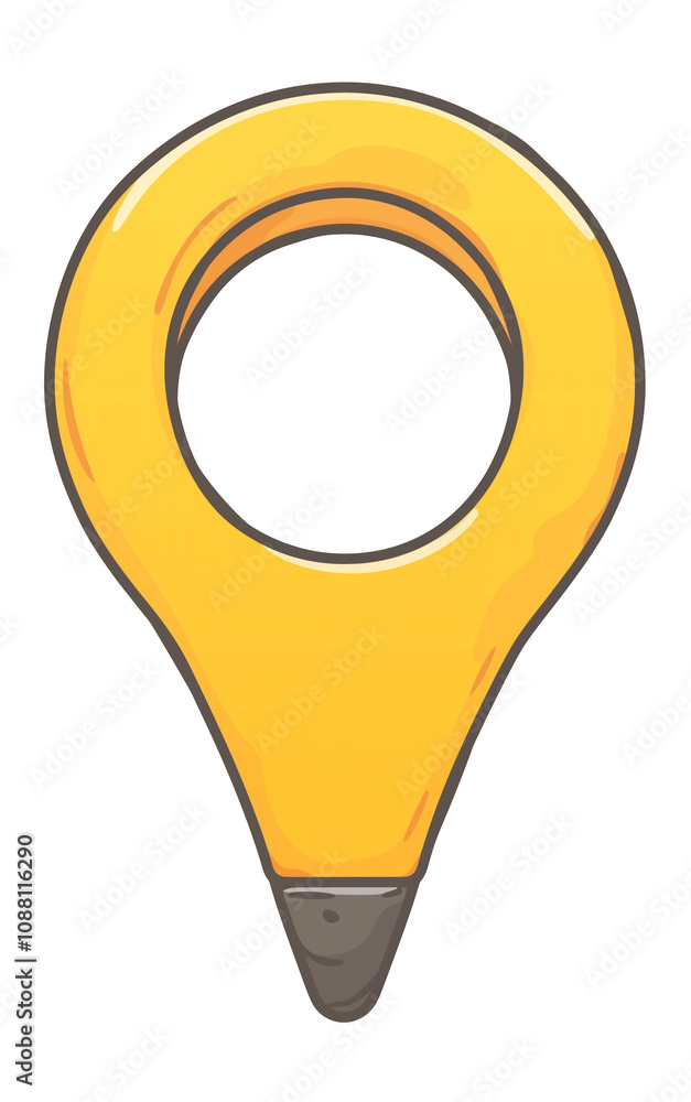 Aufkleber bright yellow location pin icon in fantasy flat design style, isolated on white background. icon features circular top with pointed bottom, resembling map marker