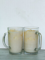 Drink from Suri Cucumber and fresh coconut milk, suri cucumber or Cucumis melo L. var. Naudin reticulatus is the fruit of a creeping plant with a fragrant aroma