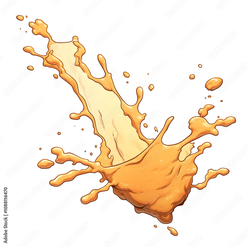 Poster vibrant splash of mango lassi isolated on white background, capturing dynamic motion and creamy text