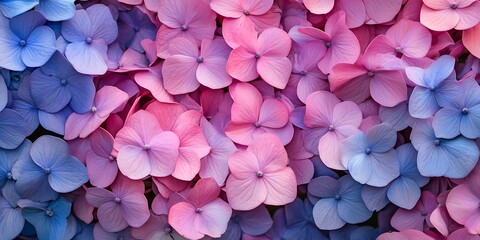 Obraz premium Pink and Blue Hydrangea Flowers Background