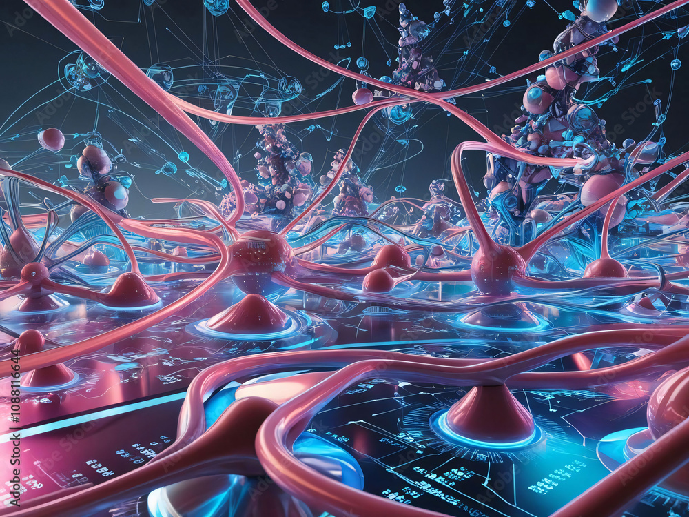 Poster a vivid representation of a neural network highlights the intricate connections within a brain-like 