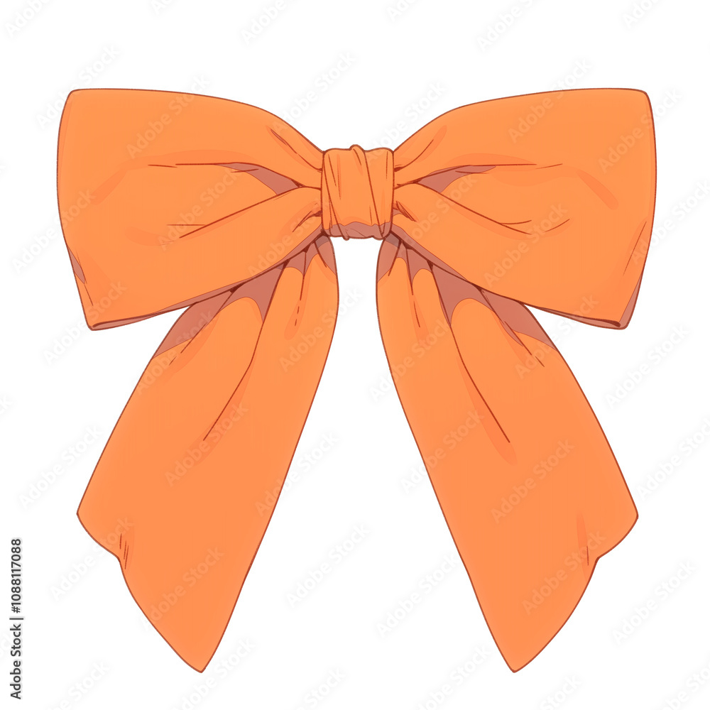 Poster elegant peach ribbon bow isolated on white background, showcasing its smooth texture and vibrant col
