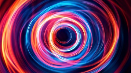 A colorful, swirling vortex with a black center. The colors are bright and vibrant, creating a sense of energy and movement. The black center adds a sense of depth and contrast to the image