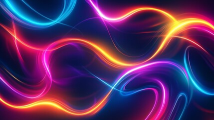 Naklejka premium A colorful, swirling line of light that appears to be moving. The colors are bright and vibrant, creating a sense of energy and excitement. The line seems to be moving in a fluid