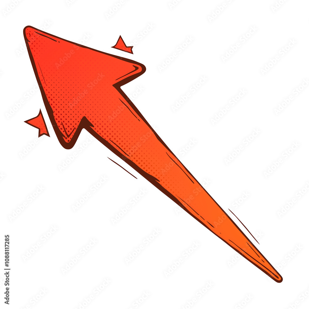 Poster vibrant orange arrow icon with dynamic, upward pointing design, featuring flat, fantasy style with s