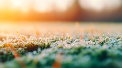 Frost on Green Moss