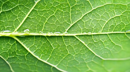 Green Leaf Texture with Water Drops
