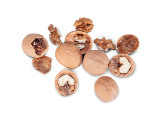Walnut Organic Healthy Nut on White Background. File With Clipping Path.