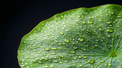 Water Droplets on Green Leaf