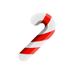 Christmas candy cane isolated on white background. Cute candy cane vector icon with 3D effect. Winter holidays decoration
