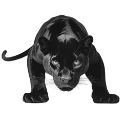 Intense Black Panther in a Striking Predatory Stance