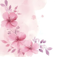 Soft pink flower frame background with gentle watercolor strokes, background, frame, pink, floral, watercolor